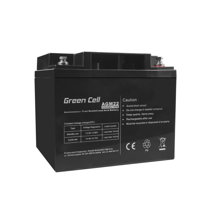 UPS-Batterie Grün Cell AGM22 — Blei-Säure, versiegelt, 12 V, 40 Ah (VRLA), 170 × 165 × 197 mm, 12,1 kg