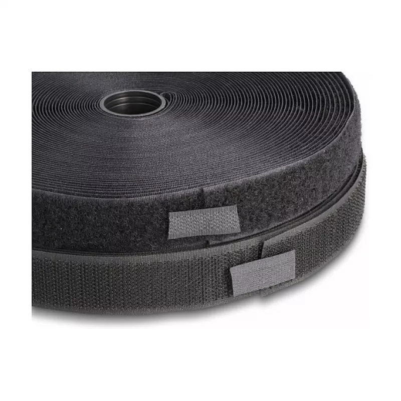 DeLOCK Robustes Klettband 15 m x 25 mm schwarz