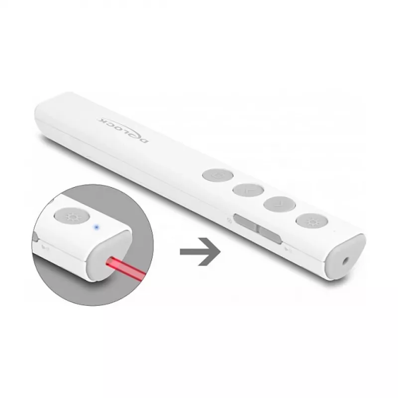 DeLOCK USB-Laser-Presenter, weiß, kabellos, USB-RF-Nano-Empfänger