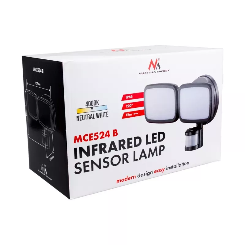 LED-Wandleuchte MACLEAN MCE524 mit PIR-Bewegungsmelder, Modell MCE524 B