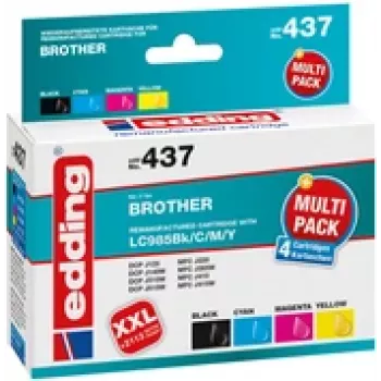 edding Druckerpatronen EDD-437 schwarz, Cyan, Magenta, gelb kompatibel mit brother LC-985BK/C/M/