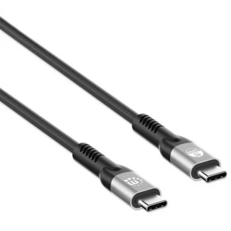 Manhattan Fast USB-C-zu-USB-C-Kabel (240 W), 1 m, 240-W-Laptop-Ladung + Hochgeschwindigkeitsdaten & -video, kompatibel mit allen Laptops (zusätzliches USB-C-240-W-Netzteil erforderlich), ultraschnelle Übertragung mit 40 Gbit/s, schwarz, 3 Jahre Garantie