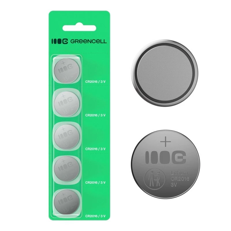 Button-Lithium-Batterie Grün Cell CR2016 3V – 5er-Pack
