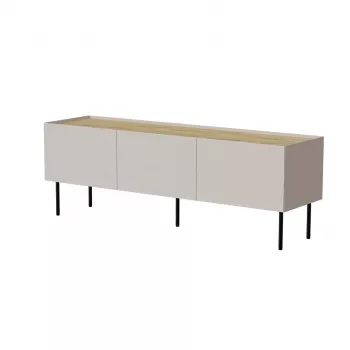 TV-Schrank Cama Meble FELLINI 150x40x52 cm, cashmerefarbener Rahmen, geölte Eichenplatte