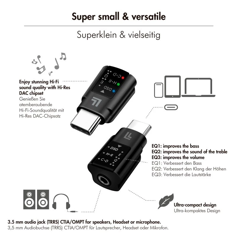 LogiLink USB-C DAC Audio Adapter. USB-C/M to 3.5 Mm/F. Schwarz