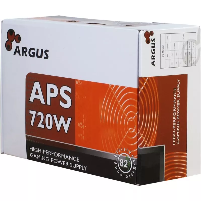 INTER TECH Argus APS-720W - Netzteil (115-230 V, 20+4 Pin ATX, 47-63 Hz, 12V1,+12V2,+3.3V,+5V,+5Vsb,12V, Aktiv, ATX, Schwarz)
