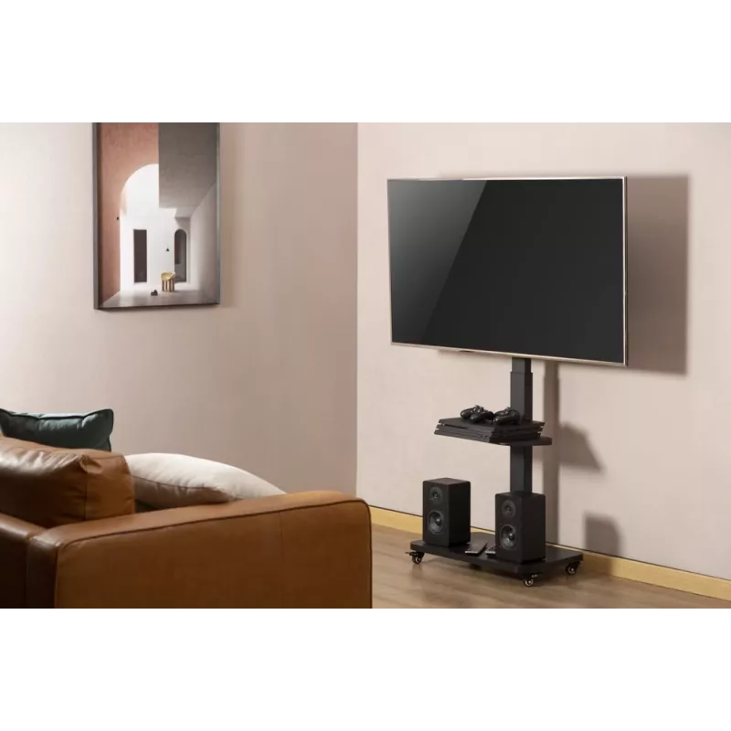 Gembird TVS-75S-02 TV-Bodenständer mit Rollen, 37 - 75, schwarz