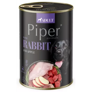 Nassfutter für Hunde Dolina Noteci Piper Animals Kaninchen und Apfel 800 g, ausgewachsene Hunde, 78 % Feuchtigkeit, 10 % Protein