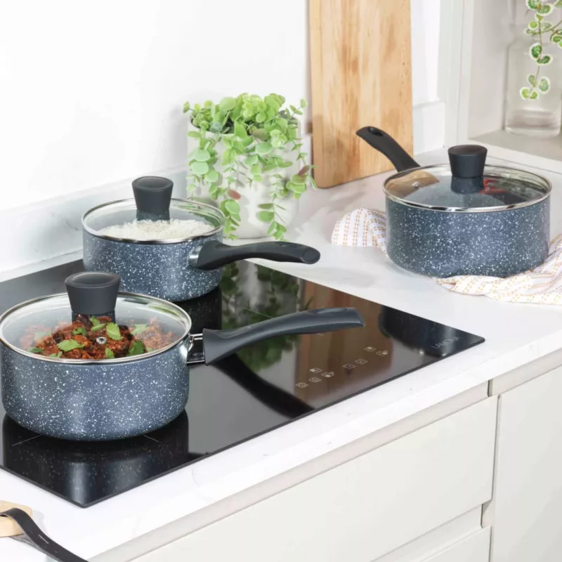 Topfset Russell Hobbs Nightfall Stone 3-teilig 16/18/20 cm antihaftbeschichtet