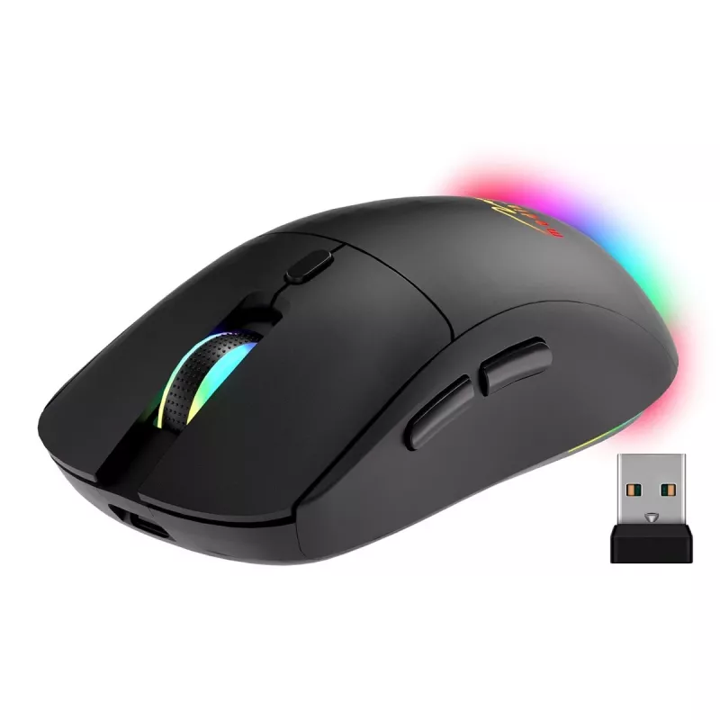 Kabellose Maus MEDIA-TECH MT1124 BT/RF Silent & Recharge — beidhändig, 3200 DPI, Bluetooth + 2,4 GHz USB, 6 Tasten, wiederaufladbar