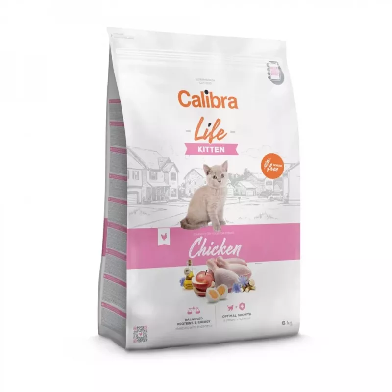 Trockenfutter für Katzen Calibra Cat Life Kitten Chicken 6 kg — Kätzchenrezeptur, 37 % Protein, 21,5 % Fett