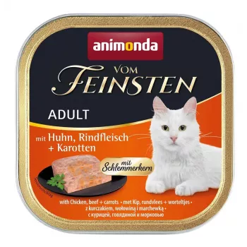 ANIMONDA Vom Feinsten Adult Huhn, Rind und Karotten - Nassfutter für Katzen - 100g