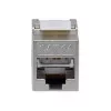 Geschirmter Cat.6A schlank Keystone Jack, EQUIP 767223, werkzeugfrei, RJ-45, flach, Silber, 8 Stück