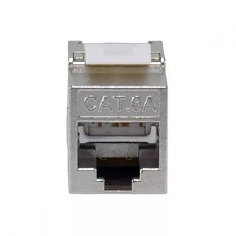 Geschirmter Cat.6A schlank Keystone Jack, EQUIP 767223, werkzeugfrei, RJ-45, flach, Silber, 8 Stück