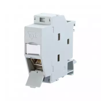 METZ CONNECT REGplus IP20 E-DAT Modul, CAT 6A Buchse für Hutschiene TH35, Grau