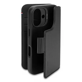Lederhülle für iPhone 16, schwarz