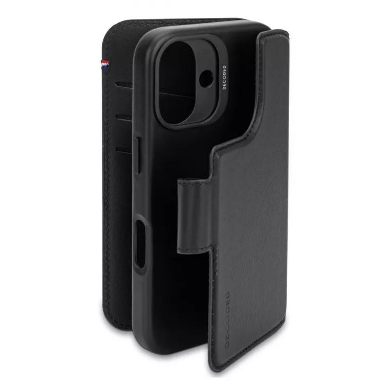 Lederhülle für iPhone 16, schwarz