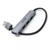 USB-Hub Unitek H1208A — 4 Ports (1 × USB 3.2 Gen 1 Typ-A, 3 × USB 2.0), Aluminiumgehäuse, grau, 0,20 m Kabel