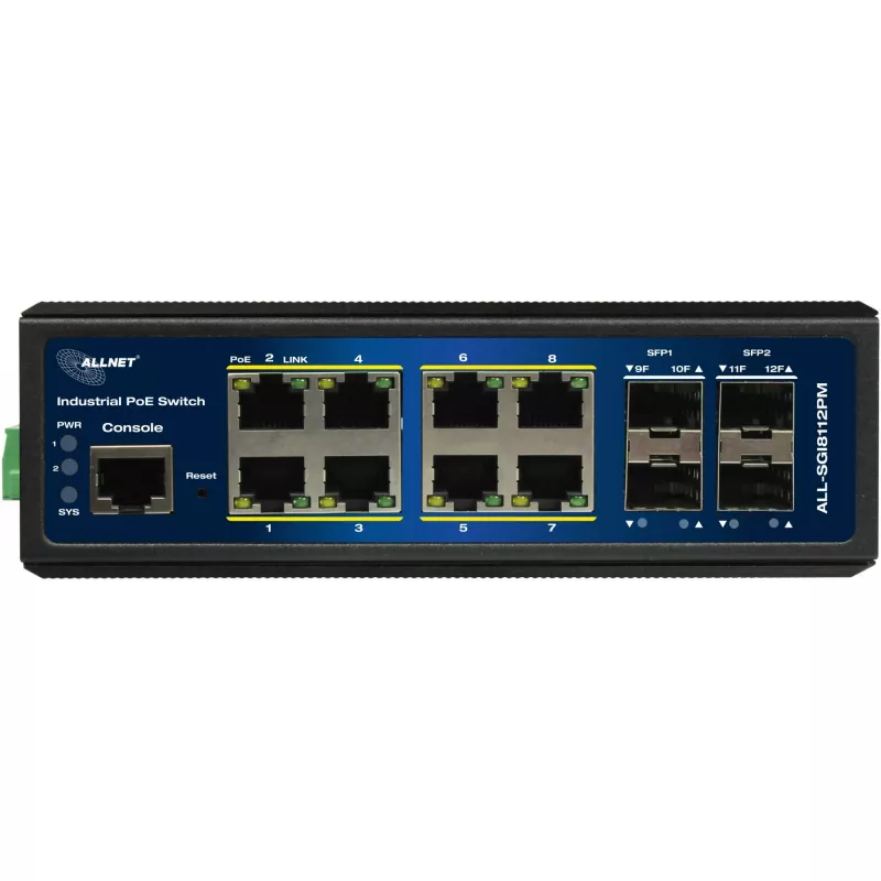 ALLNET industrial PoE Switch ALL-SGI8112PMJ 8+4 Ports