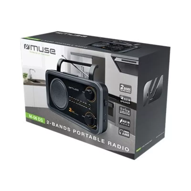 Muse | 2-Band-Tragbares Radio | M-06DS | AUX-Eingang | Grau