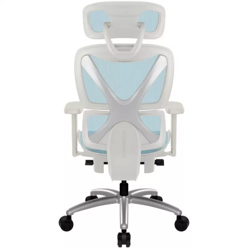 Ergonomischer Bürostuhl thunder x3 TEGC-3073102.B1 — Weiß-blaue Polsterung, verstellbare Armlehnen, hohe Rückenlehne