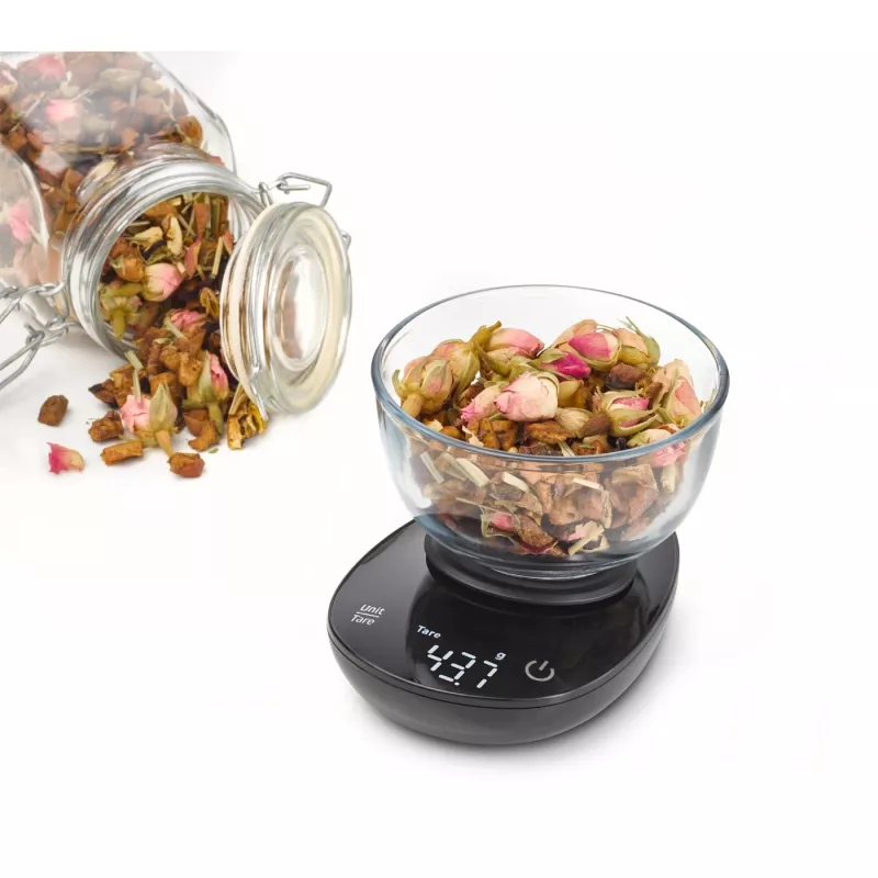 Küchenwaage Caso FinoCompact 03201 — 0,5 kg Kapazität, 1 g Teilung, LED-Anzeige, Edelstahl/Schwarz