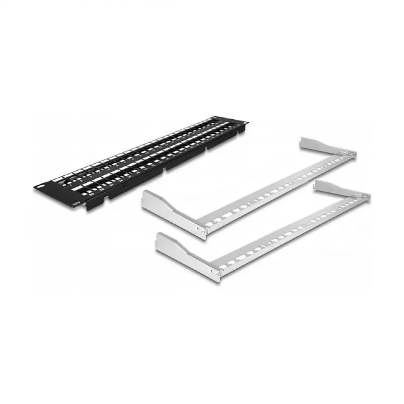 DeLOCK 19 Zoll Keystone Patch Panel 48 Port mit Zugentlastung 2U schwarz