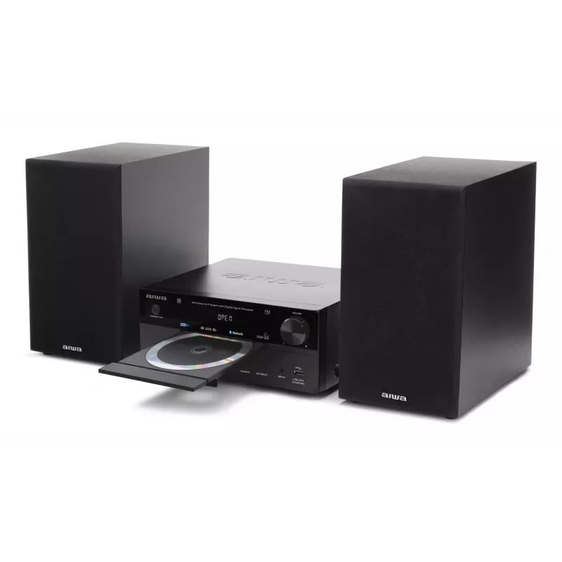 Home-Audio-Mikroanlage Aiwa MSBTU-550 — 50 W RMS, Bluetooth 10 m, FM, LED-Anzeige, Cinch, Schwarz