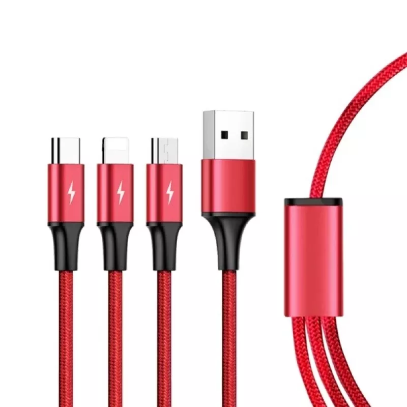 UNITEK C4049RD USB-Kabel 1,2 m USB A USB C/Micro-USB B/Lightning Rot