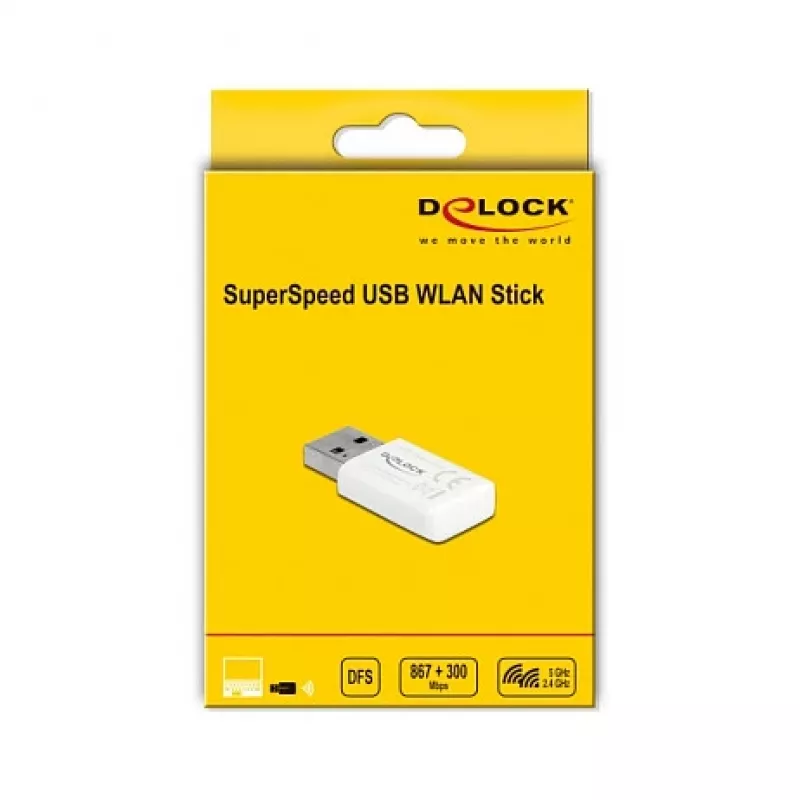 WLAN Netzwerkkarte DeLOCK 12770 USB 5000 Mbit/s Kabellos Weiß