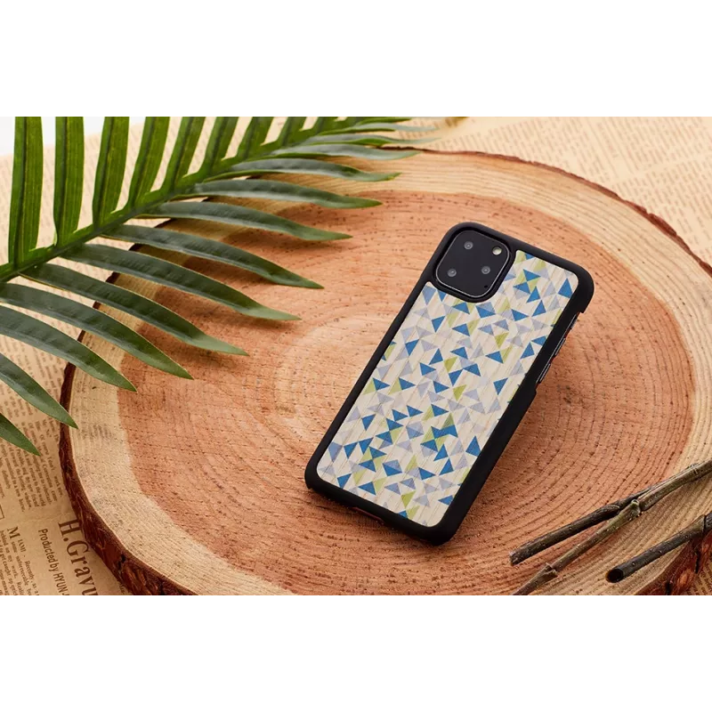 Smartphone-Hülle man and wood für iPhone 11 Pro Max – Blaues Dreieck, schwarze Schutzabdeckung