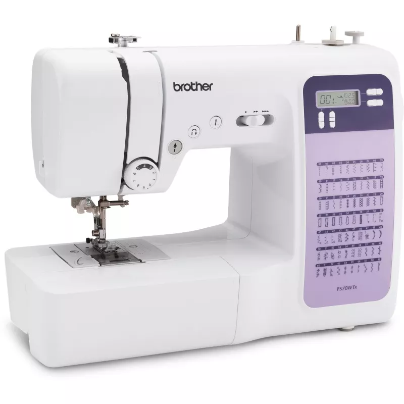 Nähmaschine Brother FS70WTx — 70 Stichmuster, LCD-Anzeige, 750 SPM, 5 mm Länge, 7 mm Breite