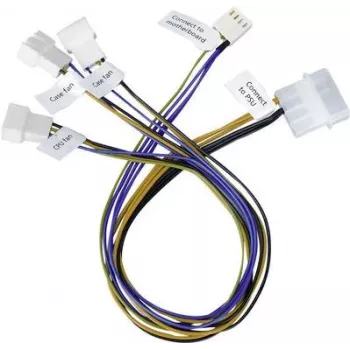Akasa PC-Lüfter-Anschlusskabel [3x PC-Lüfter-Stecker 4-pol. - 1x IDE-Stromanschluss 4-pol., IDE-Stromanschluss 4-pol.] 0,30 m Schwarz