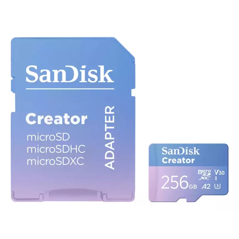 SanDisk Creator MicroSD-Speicherkarte 256 GB, hohe Übertragungsgeschwindigkeiten bis zu 190 MB/s