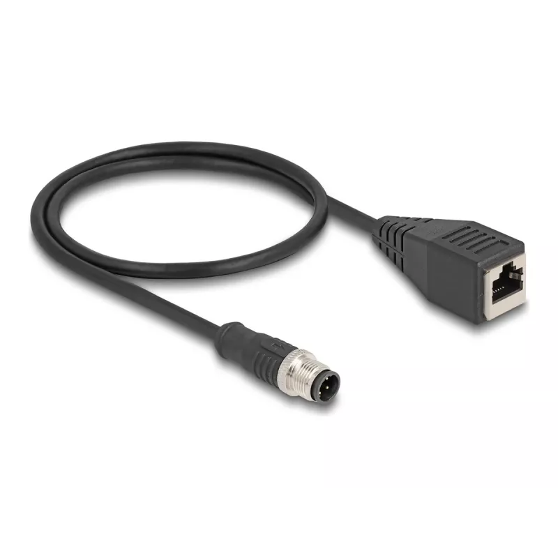 DeLOCK M12 Adapterkabel D-codiert 4-polig Stecker auf RJ45 Buchse 50 cm