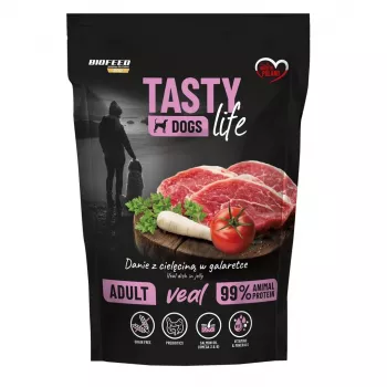 BIOFEED Tasty Dogs Life Kalb - Nassfutter für Hunde - 150g