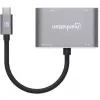 Manhattan USB-C Dock/Hub, Anschlüsse (x4): HDMI, USB-A, USB-C und VGA, mit Power Delivery (PD) 87W – externes USB-C-Ladegerät erforderlich (nicht im Lieferumfang). USB-betrieben (kein externes Netzteil erforderlich), wenn PD nicht verwendet wird, Aluminium