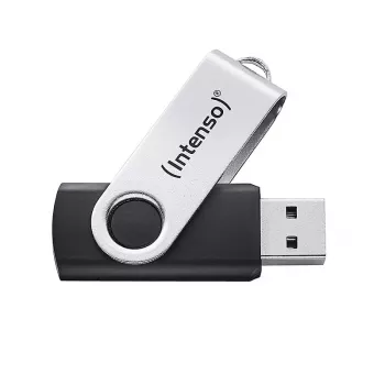 Intenso USB-Stick Office Line, 64 GB, USB-A, 3.2 Gen 1x1, Schwarz-Silber, 64 GB, USB Typ-A, 3.2 Gen 1 (3.1 Gen 1), Drehring, Schwarz, Silber