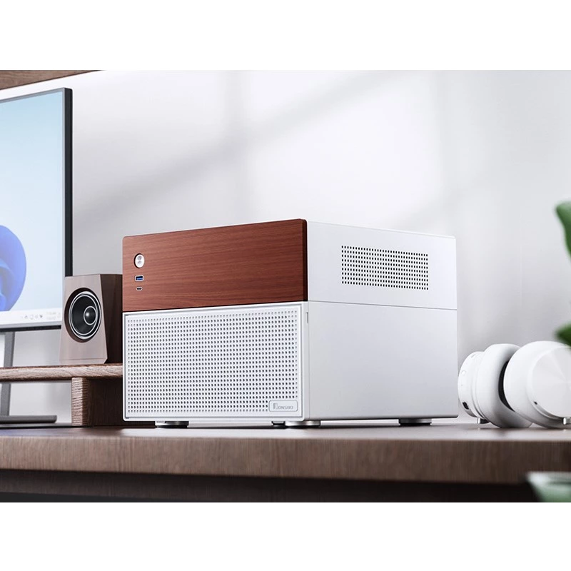Micro-Tower-Computergehäuse Jonsbo N4 WEISS Mini-ITX mit gehärtetem Glas