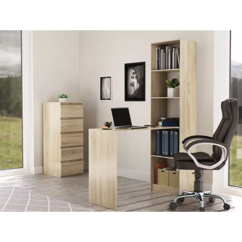 Computer desk top e shop R50 SON Z mit Regal, Ecktisch, eichenfarben, Spanplatte rechteckige Platte
