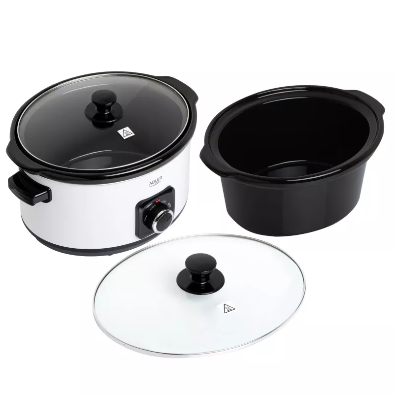 Adler AD 6413r Slow Cooker, 5,8L, Weiß
