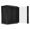 Lanberg wandmontierbarer Installationsschrank 19'' 15U 600x450mm schwarz (Glastür)