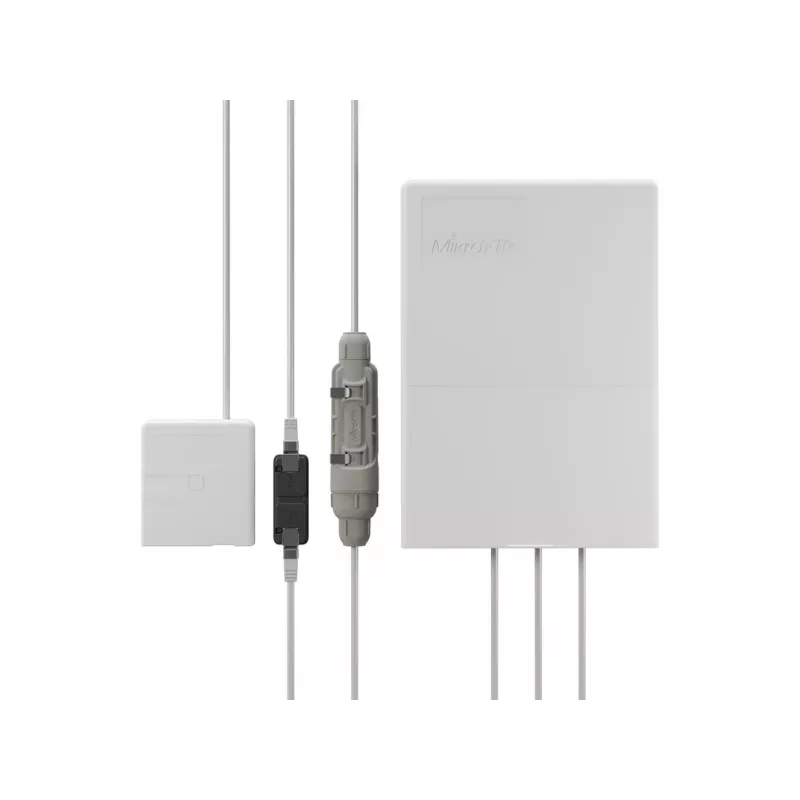 PoE-Injektor MikroTik GPEN21 mit SFP-Unterstützung, Gigabit-Ethernet (10/100/1000 Mbit/s), 2 RJ-45-Ports, weiß, 12–57 V Eingang