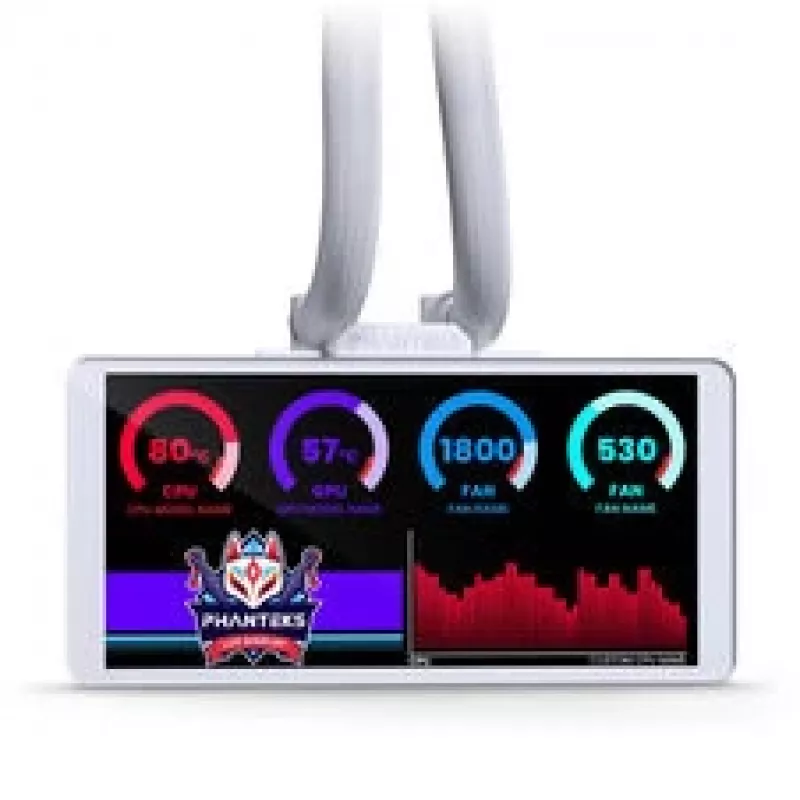 Phanteks Glacier One 360M25 LCD AiO-Flüssigkeitskühlung, 6-Zoll-Display - 360 mm, Weiß
