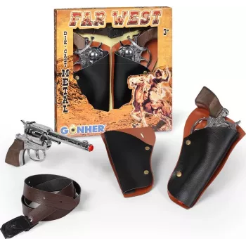 Spielzeugpistolen-Set Pulio 155148/0 — 2 Revolverpistolen mit Gürtel
