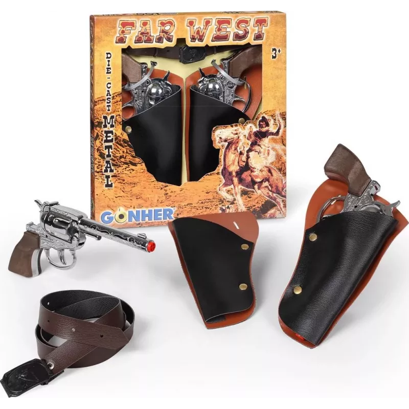 Spielzeugpistolen-Set Pulio 155148/0 — 2 Revolverpistolen mit Gürtel