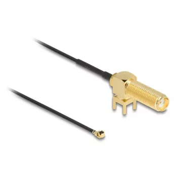 DeLOCK Antennenkabel SMA 90° PCB-Buchse Schottkoaxialkabel 0,15 m I-PEX MHF1 Schwarz Gold