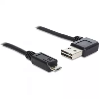 Delock Easy - USB-Kabel - USB (M) links/rechts abgewinkelt, umkehrbar auf Micro-USB Typ B (M) gerade - USB2.0 - 50 cm - Schwarz (85163)