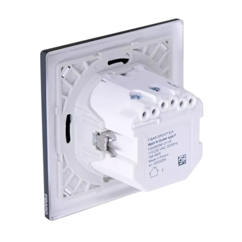 Steckdose Typ F Fibaro FGWSONF-011-8, 1 Steckdose, 110–230 V, 50/60 Hz, schwarz