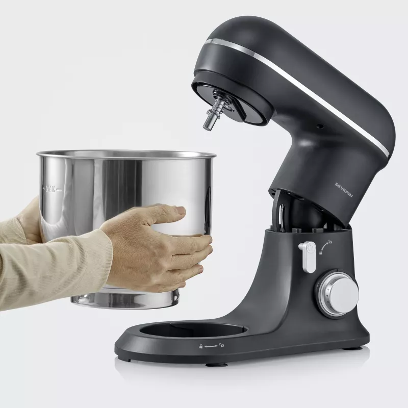 Küchenmaschine SEVERIN KM 3899 — 1200 W, 5,3 L Edelstahlschüssel, Schwarz